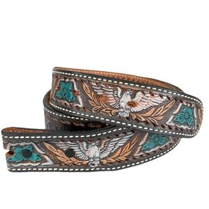 Tooled Leather Belt Only Eagle Western Full Grain Size 40 USA Personalized STAN